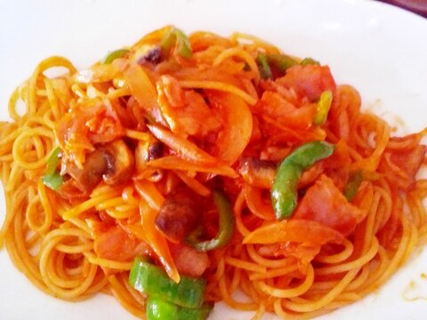 レンジで簡単!焼きそば麺のナポリタン